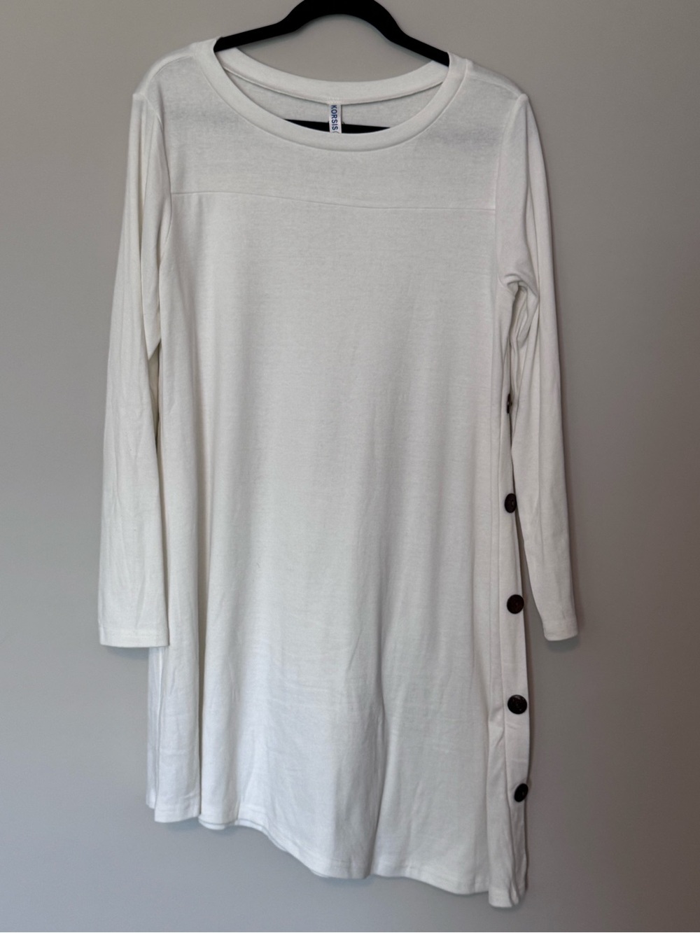 KORSIS White Asymmetrical Button Tunic Top Size XL